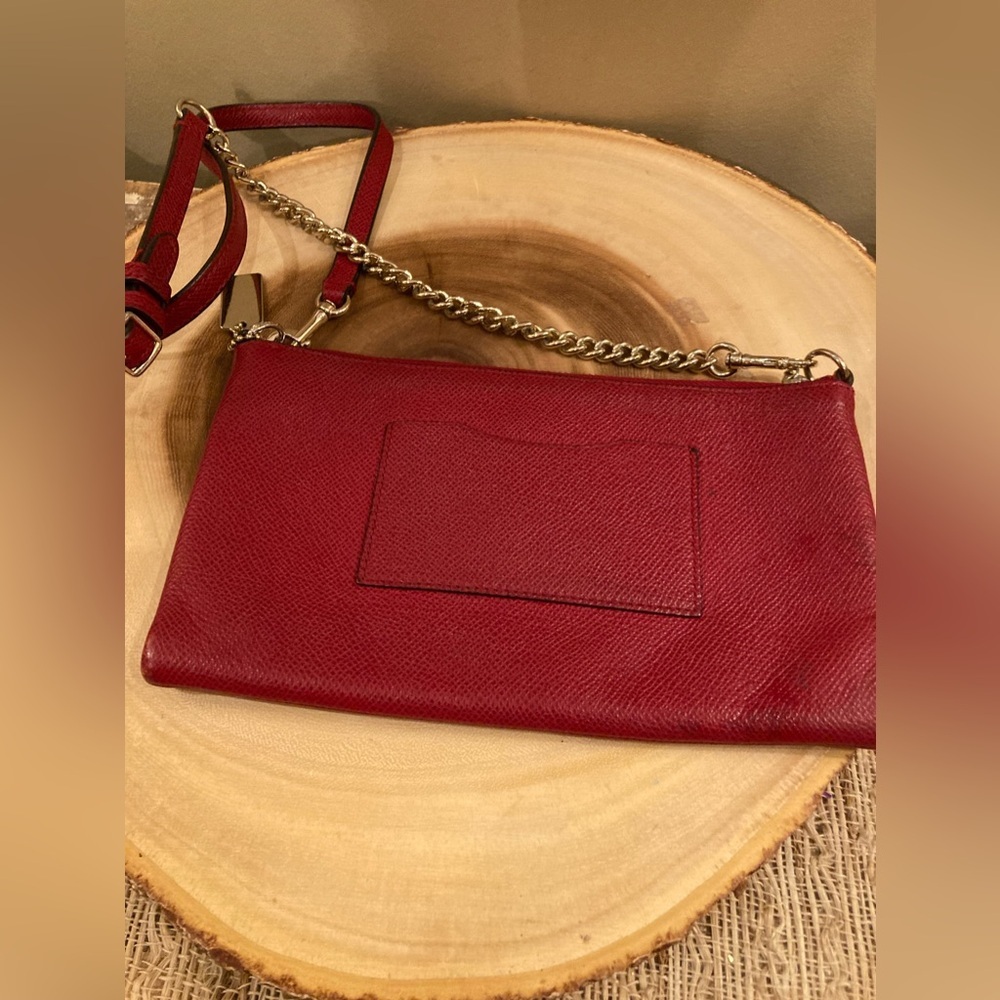 COACH KYLIE CROSSBODY IN EMBOSSED TEXTURED LEATHER Valentine RED MSRP $155 - Picture 5 of 9